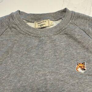 MAISON KITSUNÉ Heather Gray Crewneck Sweatshirt with Fox Patch